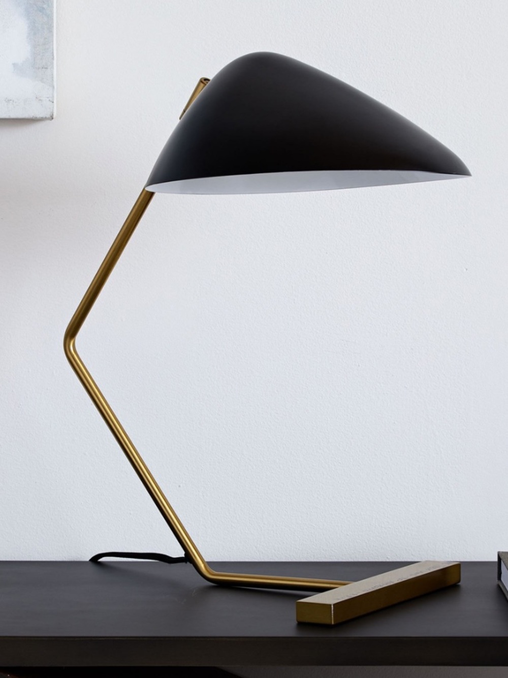 West Elm Black & Brass Mid Century Modern Table Light